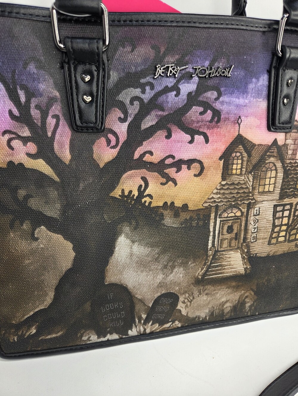 🖤▪️Betsey Johnson▪️ Boo & Breakfast Halloween Haunted House Tote Bag - Picture 6 of 10